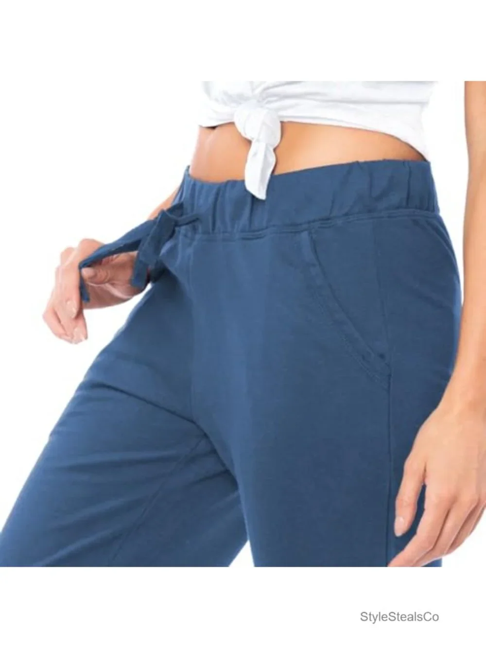 French Terry Cotton Drawstring Pajama Pants Relaxed Fit with Pockets
